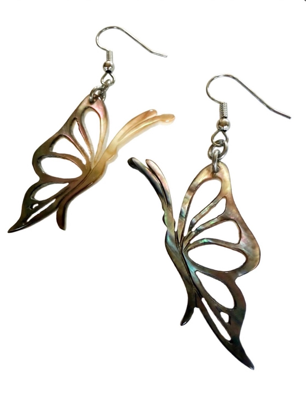 Black lip Shell Butterfly Earrings